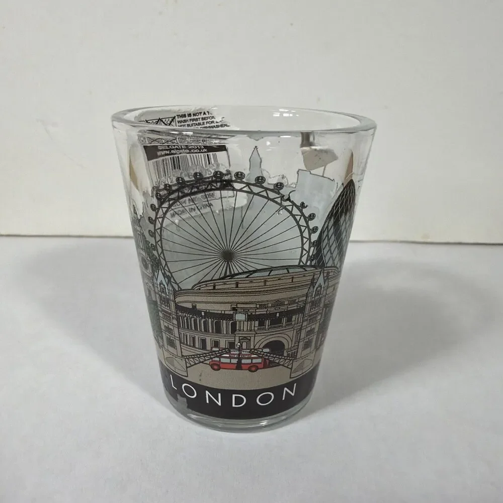 London Shot Glass Souvenir with London City Sights New w/Tag